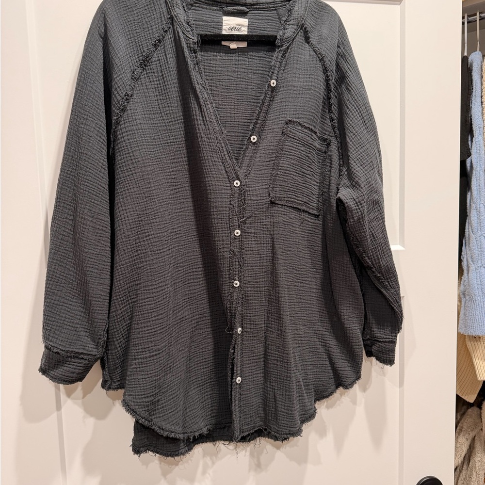 Aerie Charcoal Textured Top